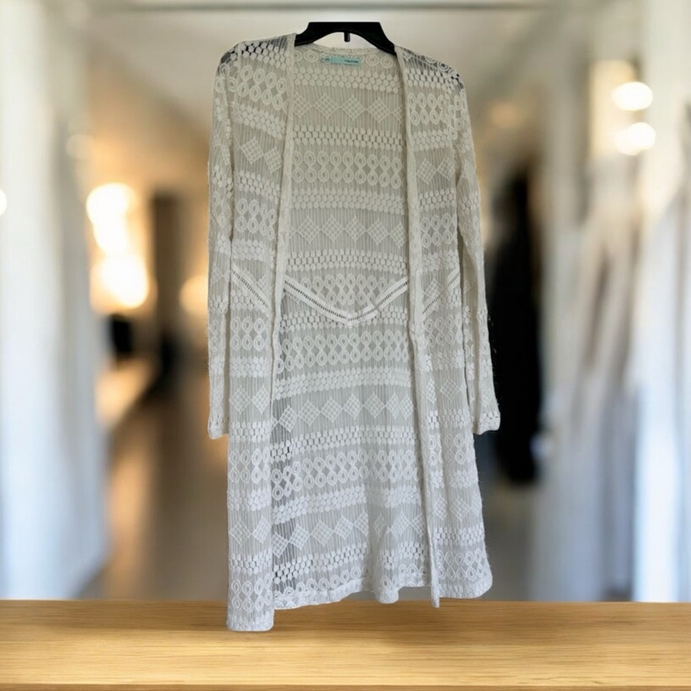 White Lace Open Cardigan